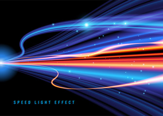 Fototapeta na wymiar Fantasy light trails in motion or light slow shutter effect 