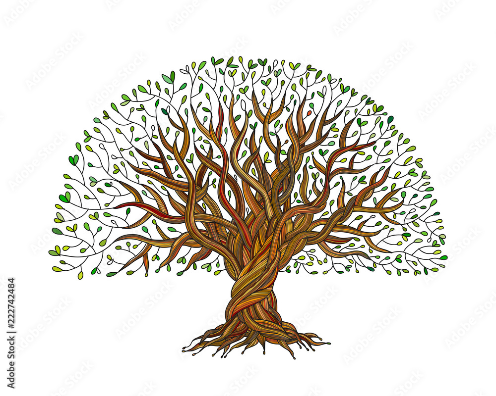 Poster big tree with roots for your design