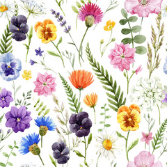 Watercolor floral vector pattern