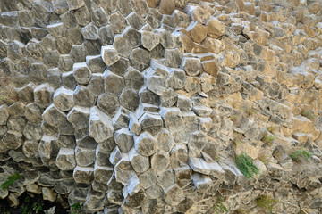 Armenia - Symphony of the Stones, geological rock formation basalt columns in the gorge near Garni.
