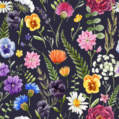 Watercolor floral vector pattern