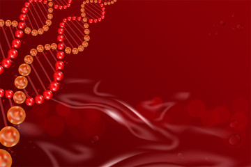 science concept, red DNA background with space for text, vector illustration.