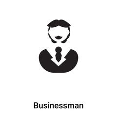Businessman icon vector isolated on white background, logo concept of Businessman sign on transparent background, black filled symbol