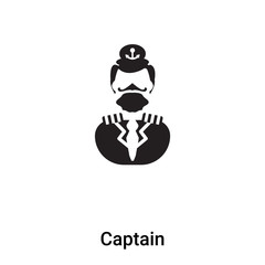 Captain icon vector isolated on white background, logo concept of Captain sign on transparent background, black filled symbol