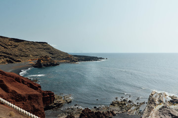 Amazing view of the ocean from the observation deck. Photo with added film and grain filter