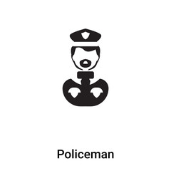 Policeman icon vector isolated on white background, logo concept of Policeman sign on transparent background, black filled symbol