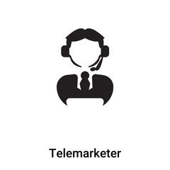 Telemarketer icon vector isolated on white background, logo concept of Telemarketer sign on transparent background, black filled symbol