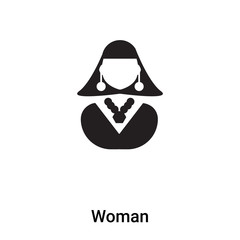 Woman icon vector isolated on white background, logo concept of Woman sign on transparent background, black filled symbol