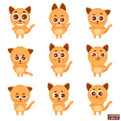 Set of emoji cute cat.