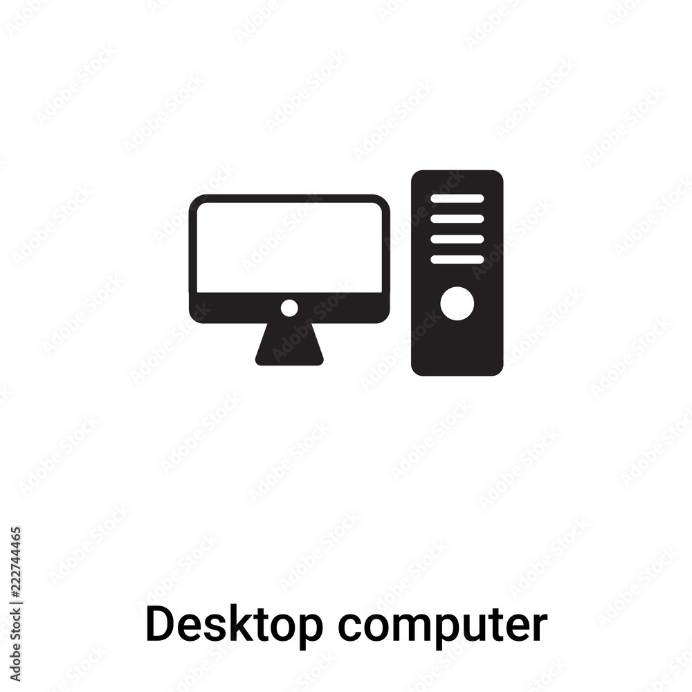 Poster desktop computer icon vector isolated on white background, logo concept of desktop computer sign on 