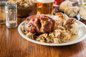 Pork knuckle with fried sauerkraut