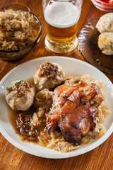Pork knuckle with fried sauerkraut