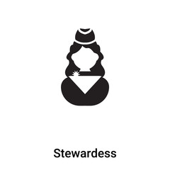 Stewardess icon vector isolated on white background, logo concept of Stewardess sign on transparent background, black filled symbol