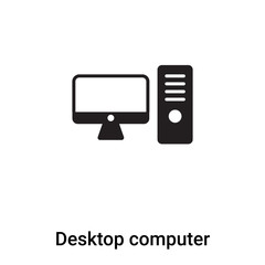 Desktop computer icon vector isolated on white background, logo concept of Desktop computer sign on transparent background, black filled symbol