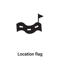 Location flag icon vector isolated on white background, logo concept of Location flag sign on transparent background, black filled symbol