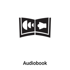 Audiobook icon vector isolated on white background, logo concept of Audiobook sign on transparent background, black filled symbol