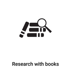Research with books icon vector isolated on white background, logo concept of Research with books sign on transparent background, black filled symbol