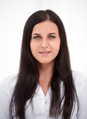 beautiful woman standing with her arms crossed,