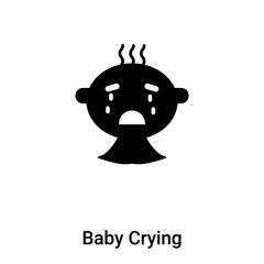 Baby Crying icon vector isolated on white background, logo concept of Baby Crying sign on transparent background, black filled symbol