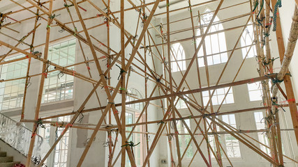 Fototapeta premium Bamboo Scaffolds for construction job.
