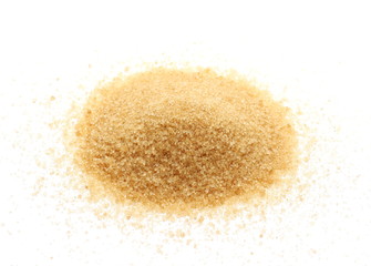 Fototapeta na wymiar Brown sugar, pile isolated on white background, sugarcane