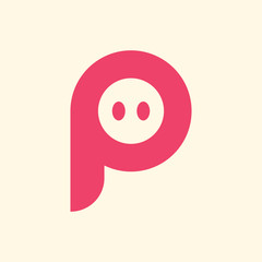 Letter P pig logo