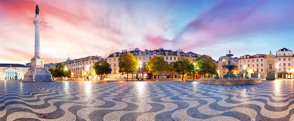Photo sur Plexiglas Europe centrale Panorama de Lisbonne sur la place Rossio, Portugal