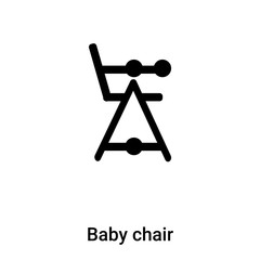 Baby chair icon vector isolated on white background, logo concept of Baby chair sign on transparent background, black filled symbol