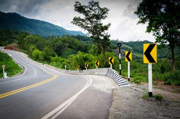 Dangerous curve on the road in thailand