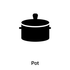 Pot icon vector isolated on white background, logo concept of Pot sign on transparent background, black filled symbol