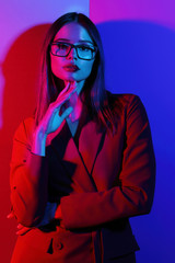 Fashion woman in glasses.