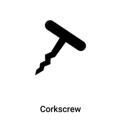 Corkscrew icon vector isolated on white background, logo concept of Corkscrew sign on transparent background, black filled symbol