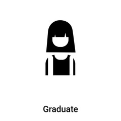 Graduate icon vector isolated on white background, logo concept of Graduate sign on transparent background, black filled symbol