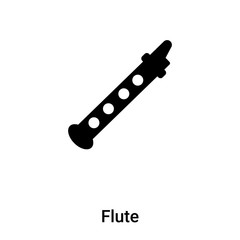 Flute icon vector isolated on white background, logo concept of Flute sign on transparent background, black filled symbol