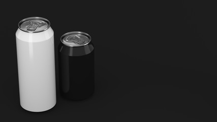 Big white and small black soda cans mockup