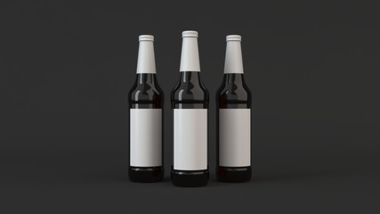 Mock up of tall beer bottles with blank labels