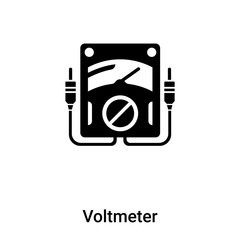 Voltmeter icon vector isolated on white background, logo concept of Voltmeter sign on transparent background, black filled symbol