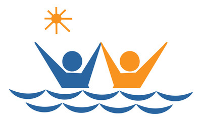 happy couple on sunny resort