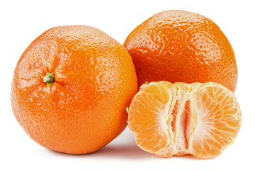 ripe mandarins isolated