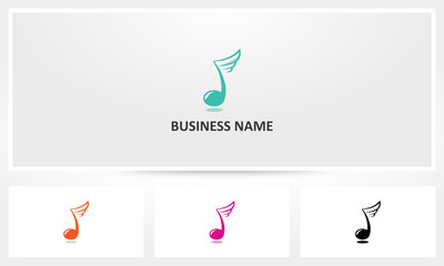 Fototapeta premium Music Note Wing Logo