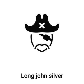 Long john silver icon vector isolated on white background, logo concept of Long john silver sign on transparent background, black filled symbol