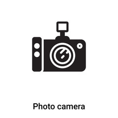 Photo camera icon vector isolated on white background, logo concept of Photo camera sign on transparent background, black filled symbol