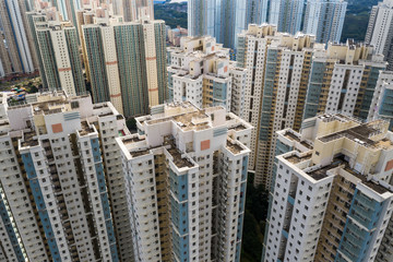 Fototapeta na wymiar Aerial view of Hong Kong residential building