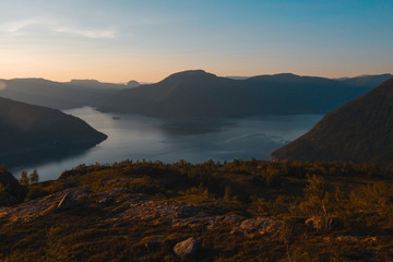 Sunset in Hardangerfjord