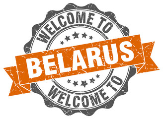 Obraz premium Belarus round ribbon seal