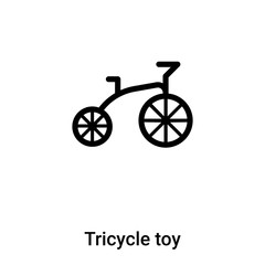 Tricycle toy icon vector isolated on white background, logo concept of Tricycle toy sign on transparent background, black filled symbol