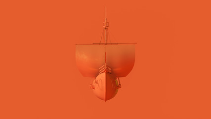 Orange Pirate Ship 3d illustration 3d rendering	