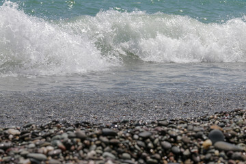 close-up wave on river beach