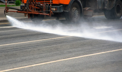 Wet cleaning of street