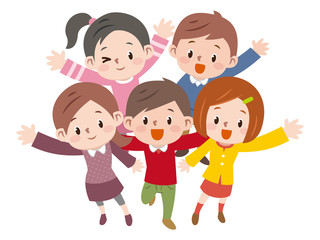 見上げる子供達